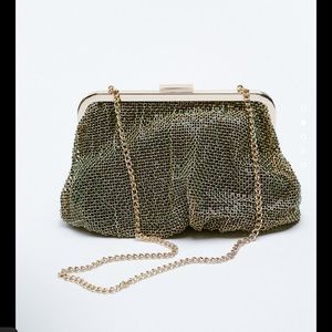 Zara green beaded crossbody bag with clasp